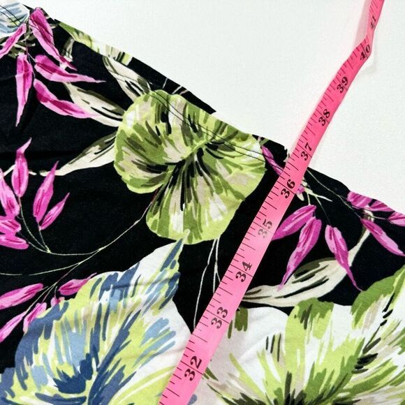 J. Jill Dress Womens XL Black Leaf Print Sleeveless Slip-On Midi beachy - Picture 3 of 7